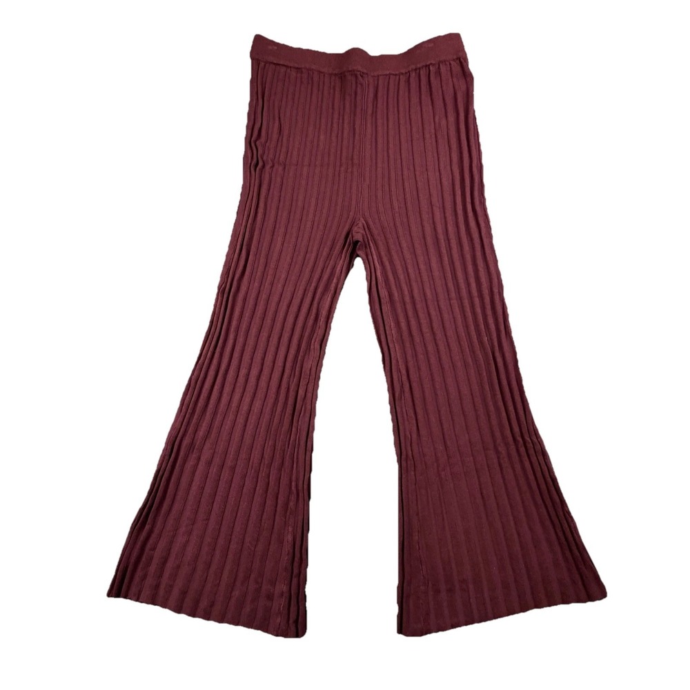 House of Harlow 1960 Rib Knit Flare Pants Burgundy Size M NWOT
